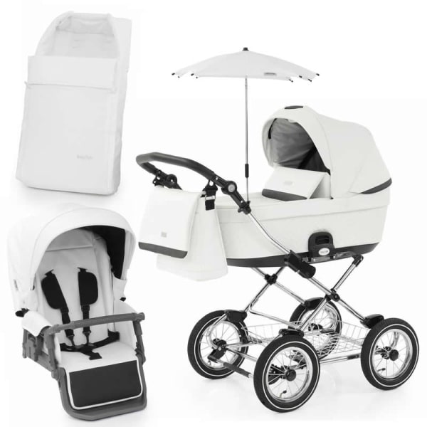babystyle white leather pram