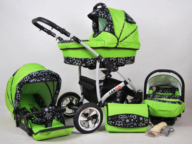 Baby pram LARGO 3in1 pushchair+carry cot+seat car a lot of colors 